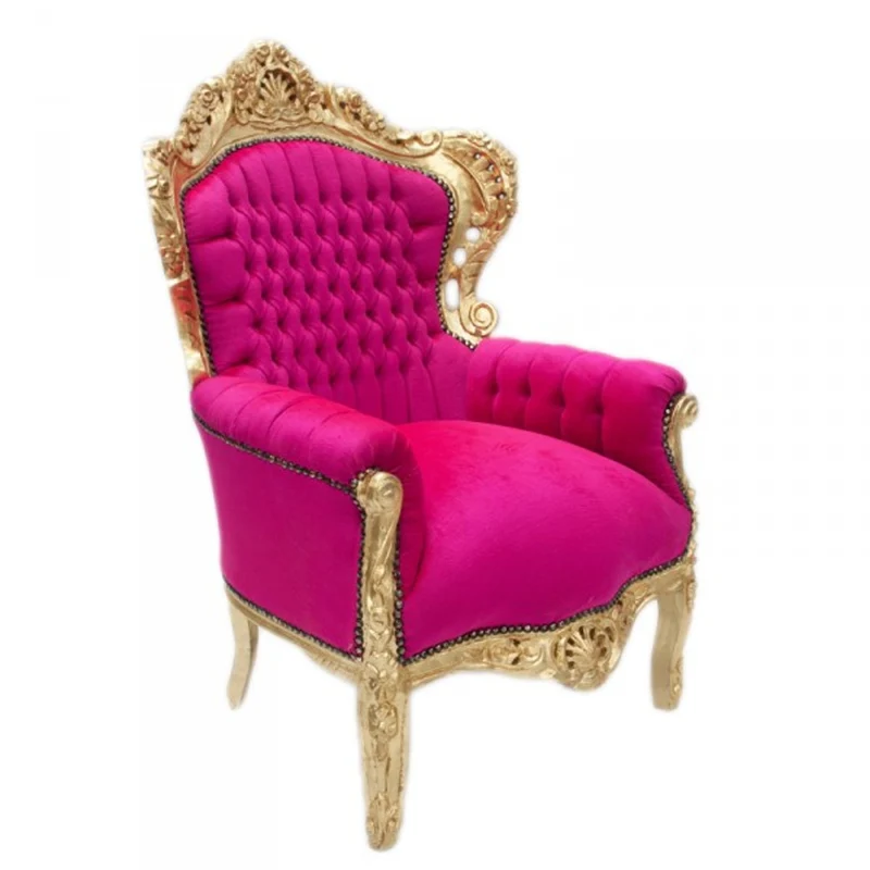 Casa Padrino Barock Sessel King Pink / Gold 85 x 85 x H. 120 cm - Möbel im Antik Stil