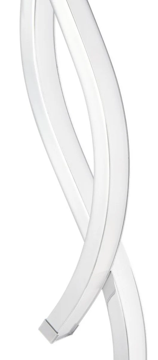 Casa Padrino Luxus LED Tischleuchte Silber Ø 15 x H. 50 cm - Designer Tischlampe