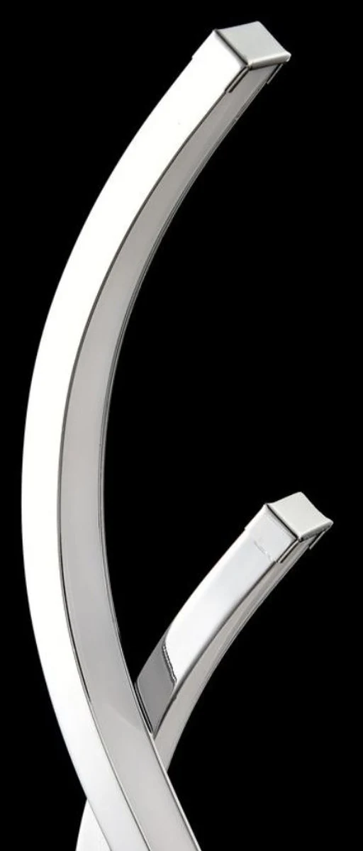Casa Padrino Luxus LED Tischleuchte Silber Ø 15 x H. 50 cm - Designer Tischlampe