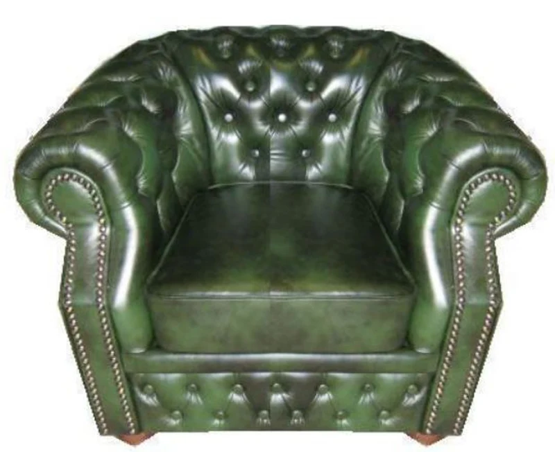 Casa Padrino Echtleder Sessel Dunkelgrün 120 x 90 x H. 80 cm - Chesterfield Sessel