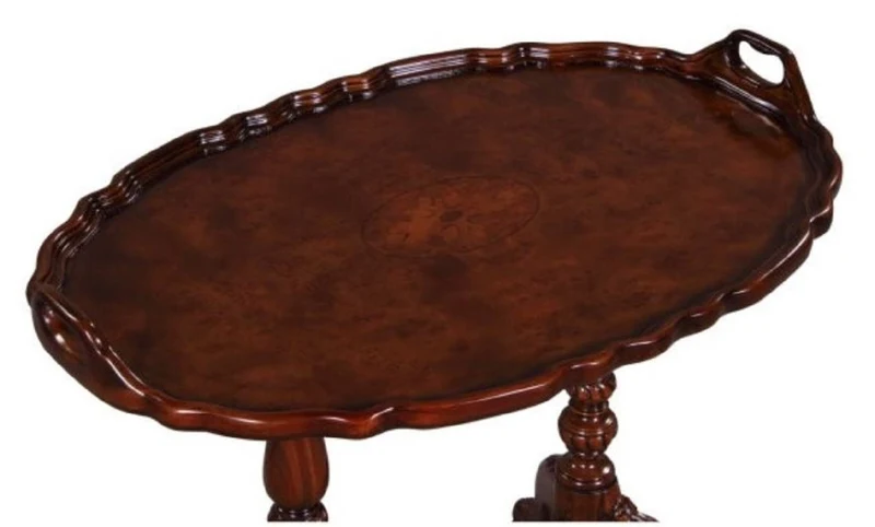 Casa Padrino Luxus Barock Teetisch / Beistelltisch mit 2 Tragegriffen Braun 66,5 x 44,5 x H. 55,2 cm - Barockmöbel