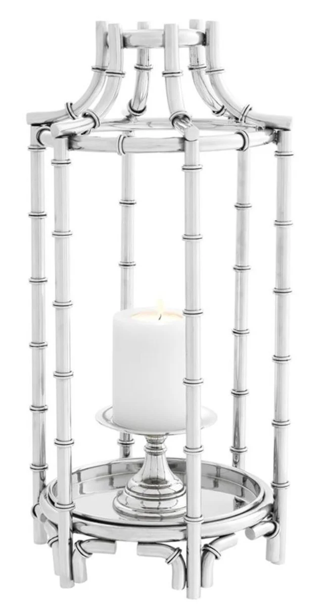 Casa Padrino Kerzenleuchter / Kerzenhalter Silber 30,5 x 30,5 x H. 60,5 cm - Luxus Hotel Restaurant Accessoires