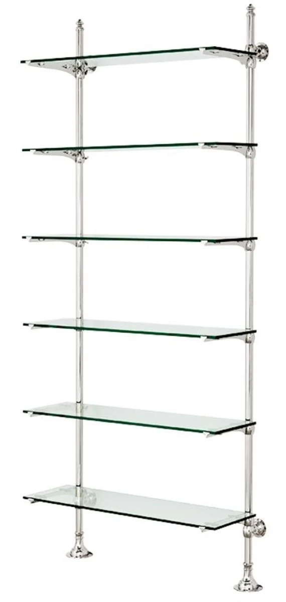 Casa Padrino Designer Wandregal Silber 100 x 41 x H. 240 cm - Luxus Wohnzimmer Möbel