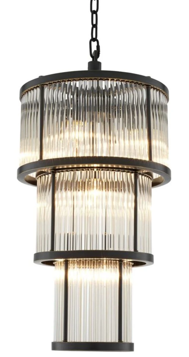 Casa Padrino Kronleuchter in bronze mit vintage Glas 38 x H. 76 cm - Luxus Wohnzimmermöbel