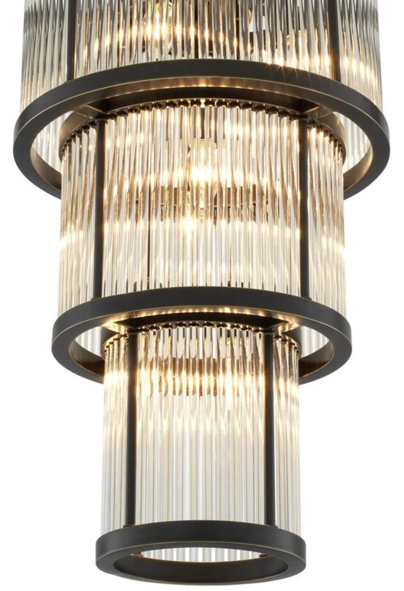 Casa Padrino Kronleuchter in bronze mit vintage Glas 38 x H. 76 cm - Luxus Wohnzimmermöbel
