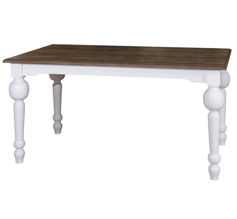 Casa Padrino Esstisch Weiß / Dunkelbraun 160 x 90 x H. 78 cm - Möbel im Landhausstil