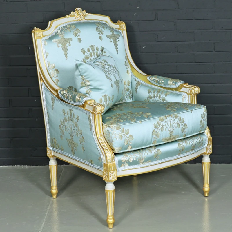 Casa Padrino Barock Lounge Sessel Antikstil Helltürkis / Gold 70 x 70 x H. 100 cm
