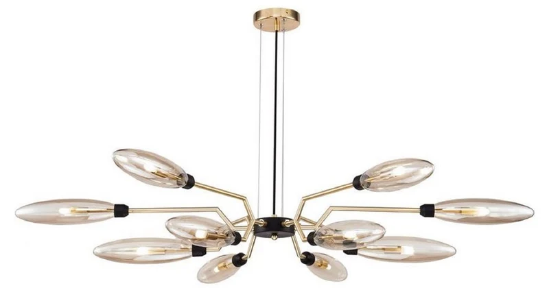 Casa Padrino Luxus Hängeleuchte Mattgold / Schwarz Ø 127 x H. 17,5 cm - Moderne Pendelleuchte