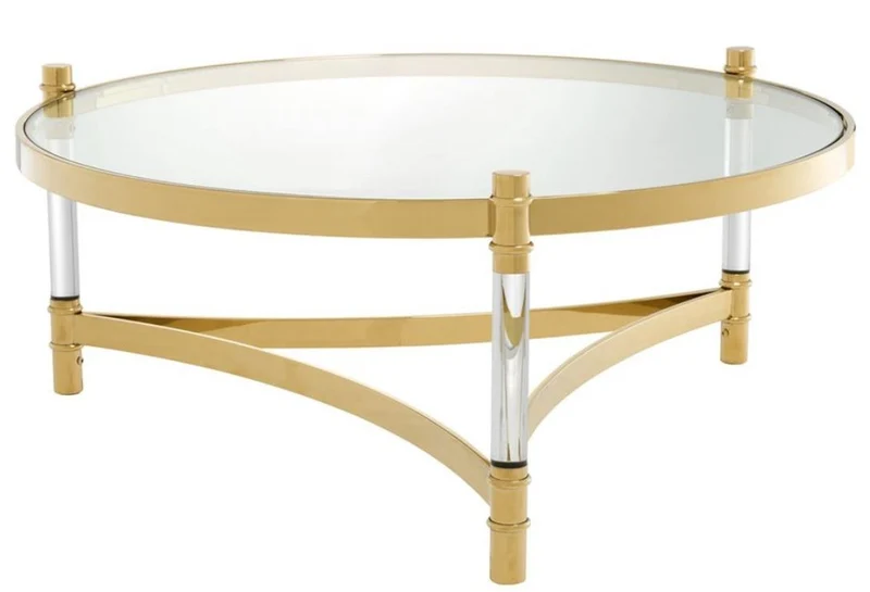 Casa Padrino Couchtisch / Wohnzimmertisch Gold Ø 104 x H. 43 cm - Luxus Wohnzimmermöbel