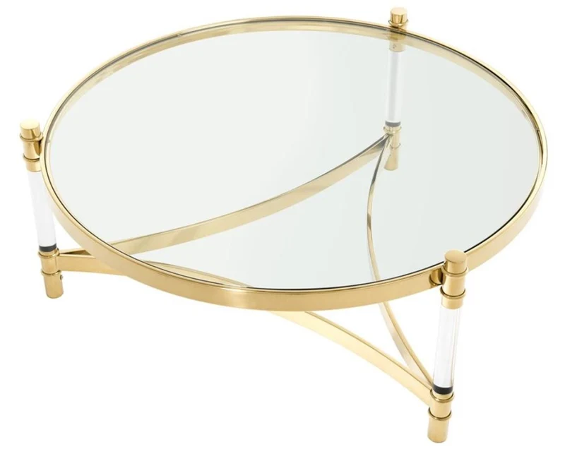 Casa Padrino Couchtisch / Wohnzimmertisch Gold Ø 104 x H. 43 cm - Luxus Wohnzimmermöbel