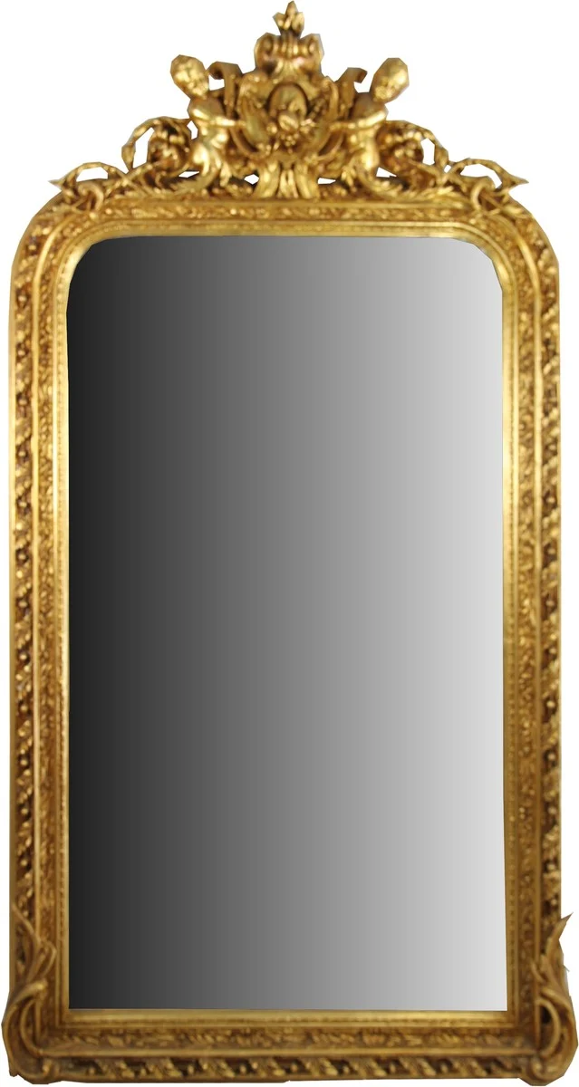 Casa Padrino Barock Wandspiegel Gold 100 x H. 186 cm - Prunkvoller Barock Spiegel mit wunderschönen Verzierungen
