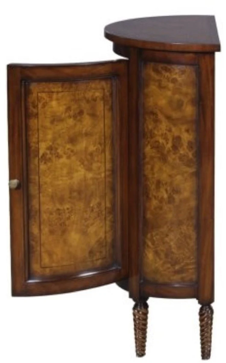 Casa Padrino Luxus Jugendstil Kommode Hellbraun / Braun 51 x 28 x H. 82 cm - Kleiner Halbrunder Schrank mit Tür