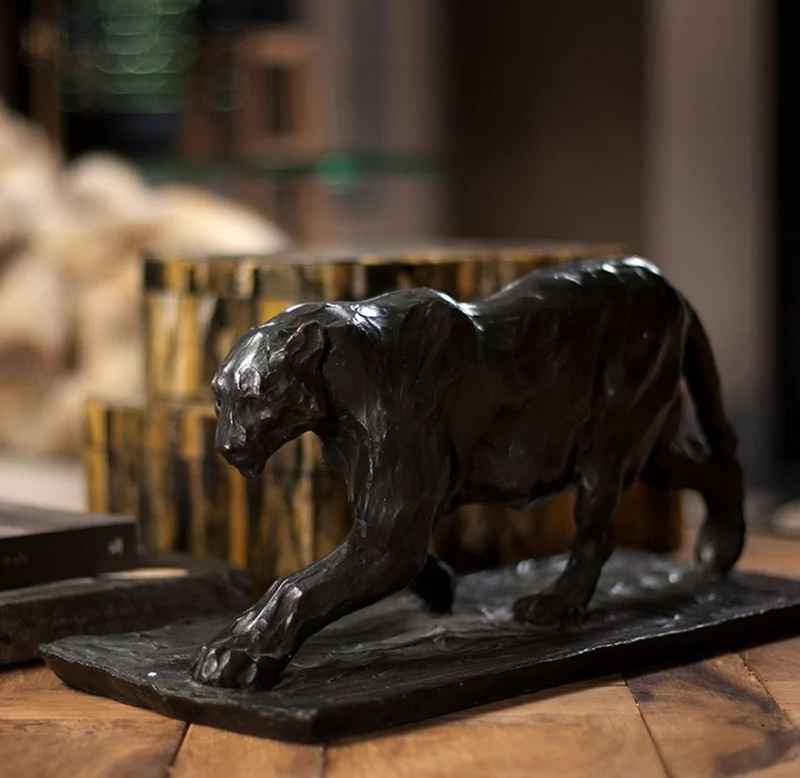 Casa Padrino Designer Bronzefigur Jaguar 47 x 22 x H. 23 cm - Edel & Prunkvoll