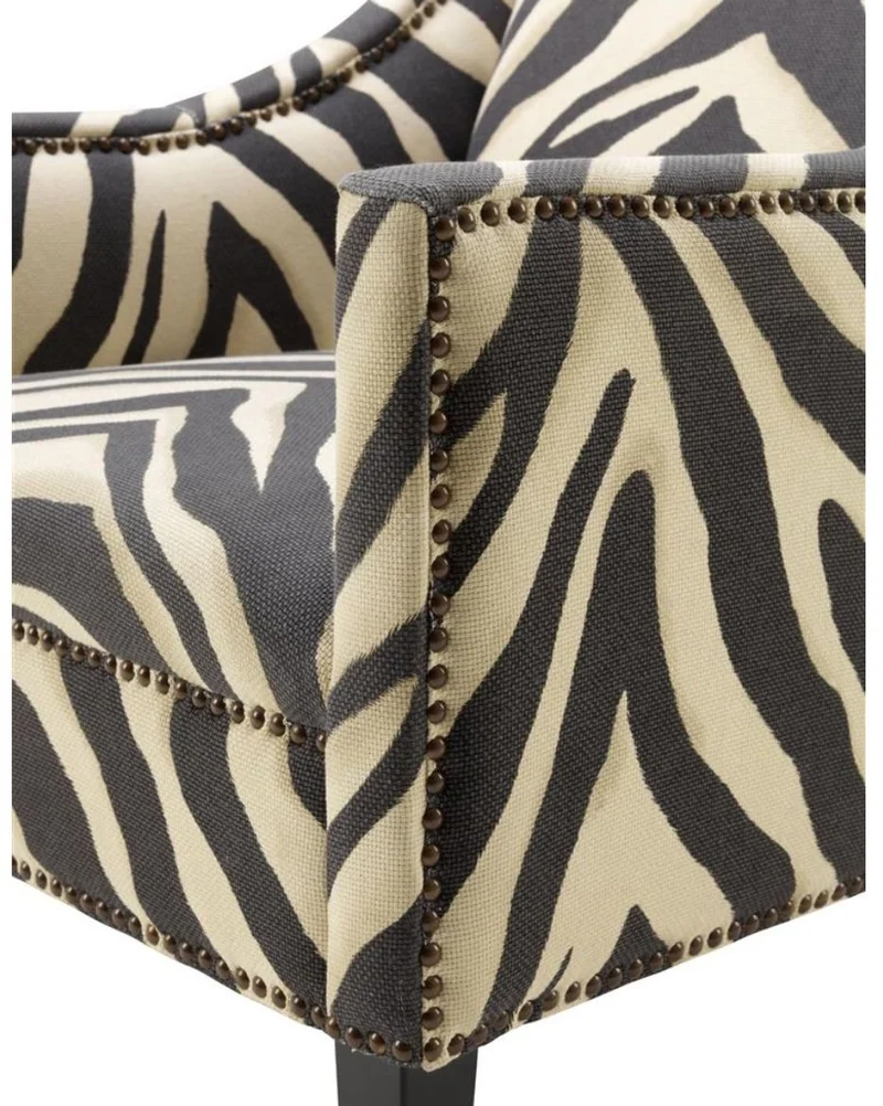 Casa Padrino Sessel im Zebra Design 74 x 81 x H. 89 cm - Luxus Wohnzimmer Sessel