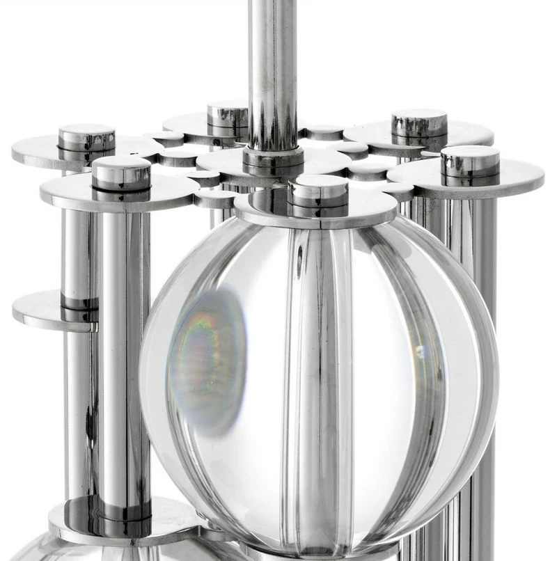 Casa Padrino Luxus Stehleuchte Silber / Weiß Ø 48 x H. 176 cm - Designer Lampe mit Kristallglas - Luxus Wohnzimmer Lampe