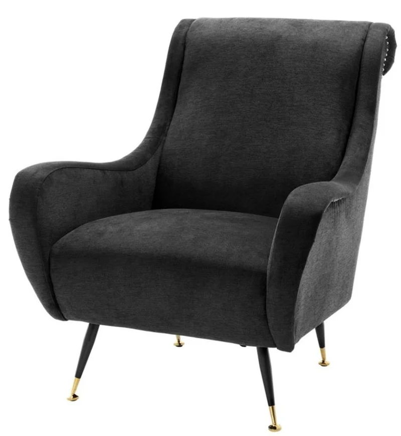 Casa Padrino Luxus Hotel Salon Sessel Schwarz 80 x 90 x H. 88 cm - Wohnzimmer Möbel
