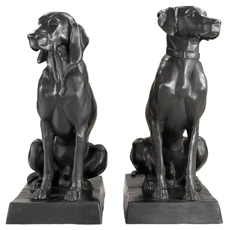 Casa Padrino Luxus Bronzefiguren 2er Set Hunde 32 x 60 x H. 73 cm - Limited Edition