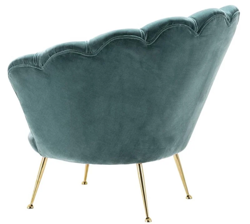 Casa Padrino Designer Wohnzimmer Sessel Dunkeltürkis / Messingfarben 96,5 x 79 x H. 78 cm - Luxus Wohnzimmermöbel