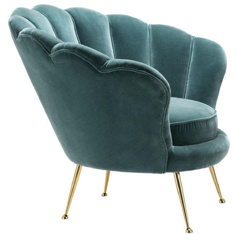 Casa Padrino Designer Wohnzimmer Sessel Dunkeltürkis / Messingfarben 96,5 x 79 x H. 78 cm - Luxus Wohnzimmermöbel