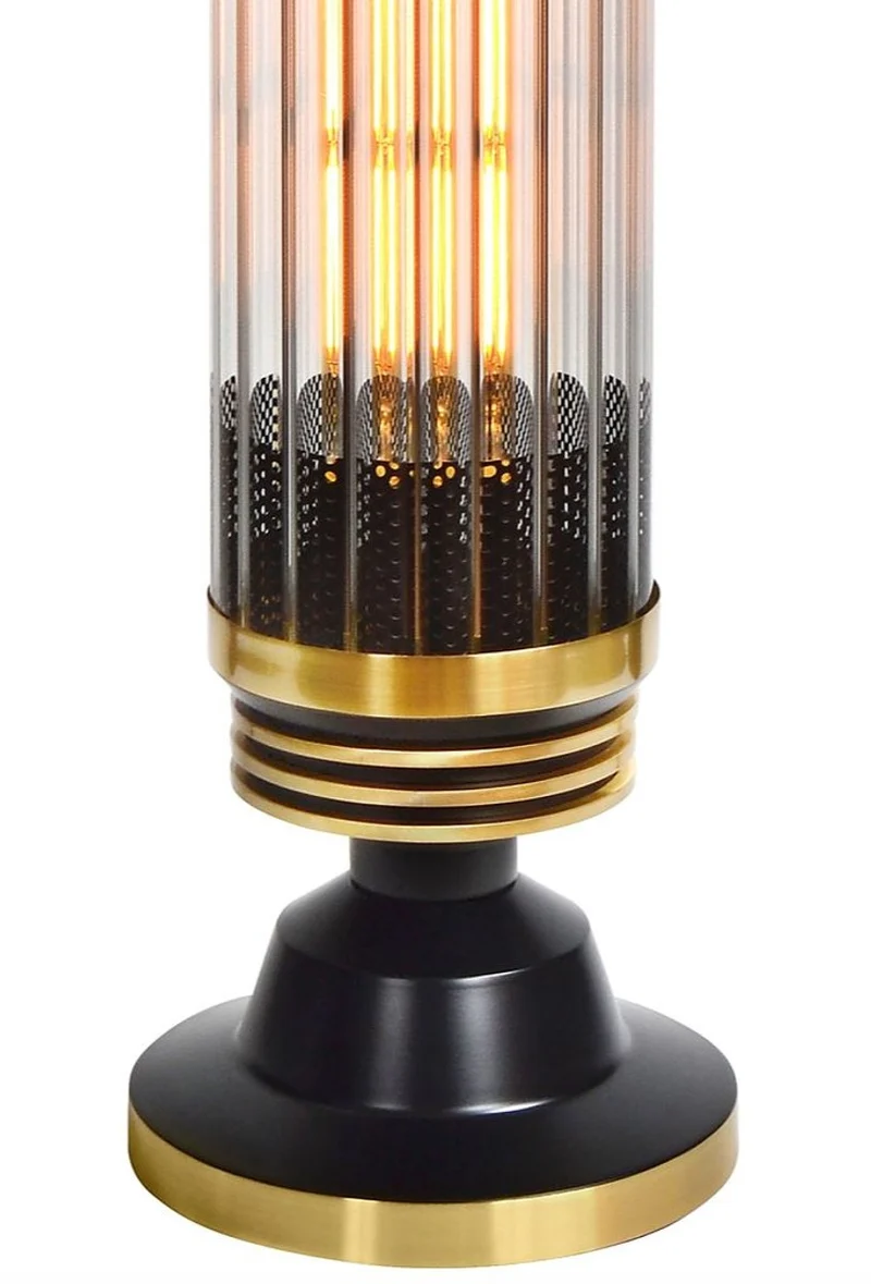 Casa Padrino Luxus Designer Tischlampe Schwarz / Messing - Hotel Kollektion