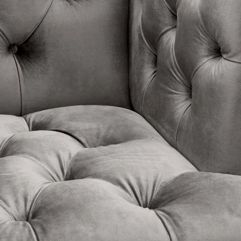 Casa Padrino Luxus Wohnzimmer Sessel Grau / Schwarz / Messingfarben 93 x 85 x H. 79 cm - Chesterfield Möbel