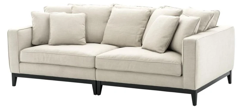 Casa Padrino Wohnzimmer Sofa Naturfarbig 248 x 127 x H. 94 cm - Luxus Wohnzimmermöbel