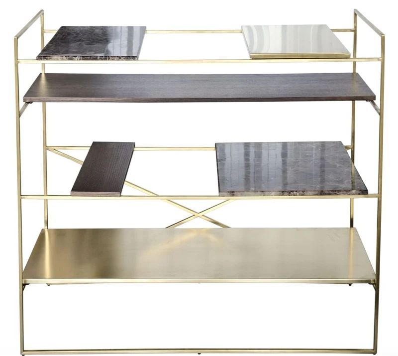 Casa Padrino Luxus Wohnzimmerschrank Gold 110 x 45 x H. 100,5 cm - Designer Regalschrank