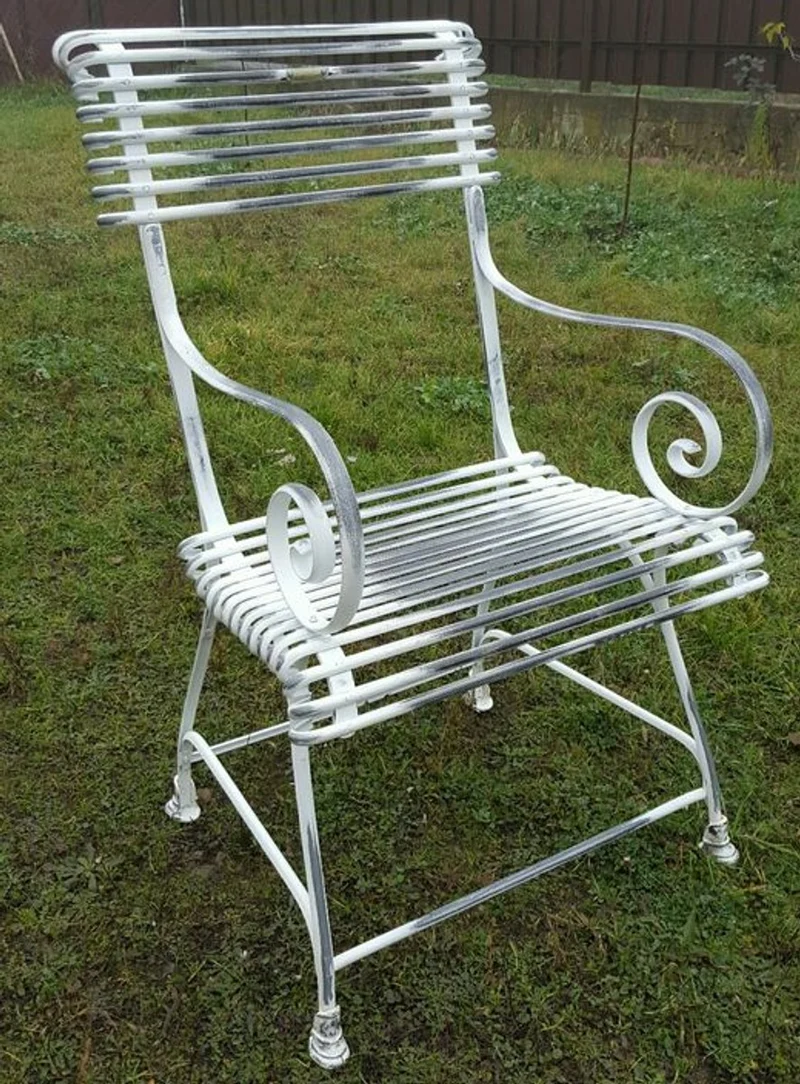 Casa Padrino Gartenstuhl aus Schmiedeeisen - verschiedene Farben - 44 cm x 54 cm - Luxus Gartenmöbel