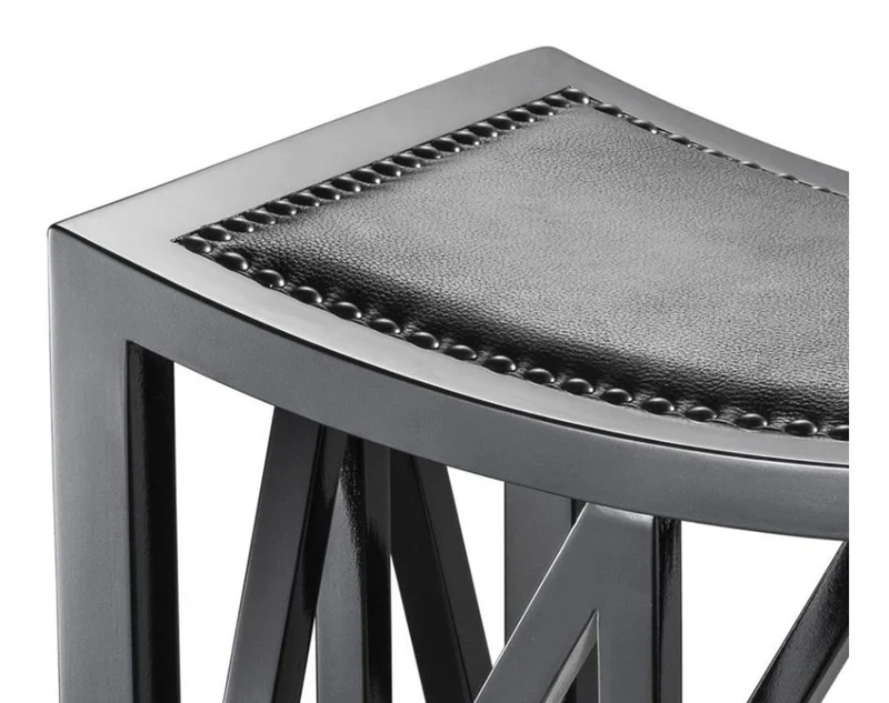 Casa Padrino Designer Mahagoni Hocker mit Kuhleder 52 x 35 x H. 42,5 cm - Luxus Hotel Hocker