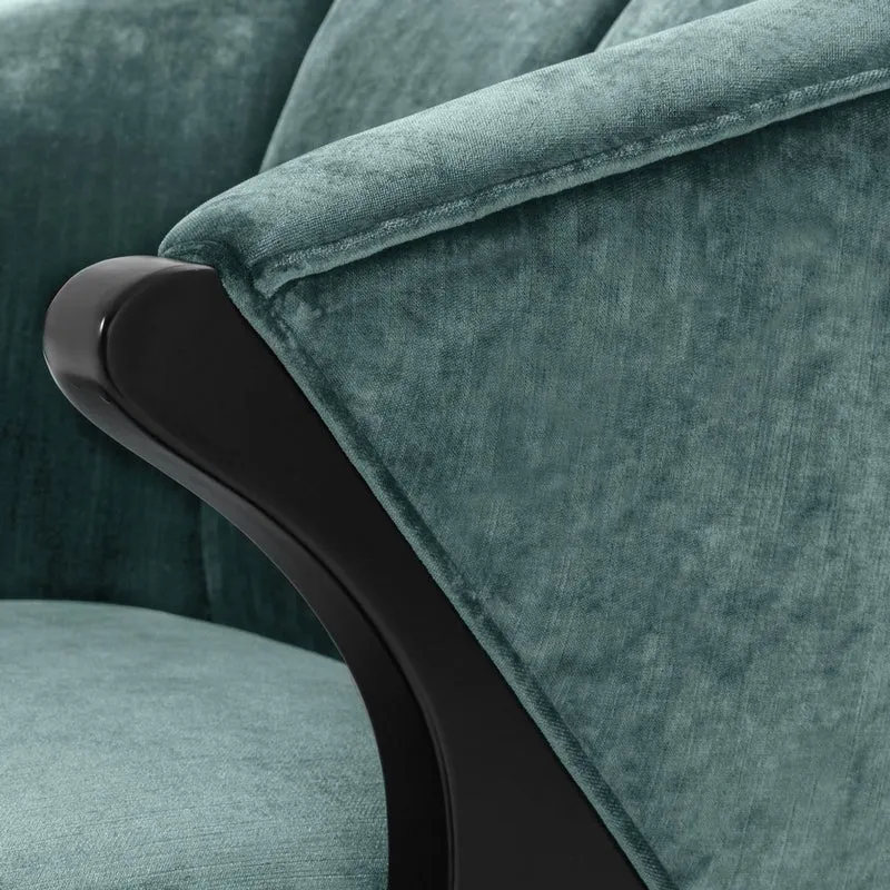 Casa Padrino Designer Sessel Ägäisches Grün / Schwarz / Messingfarben 71,5 x 79,5 x H. 77 cm - Luxus Möbel