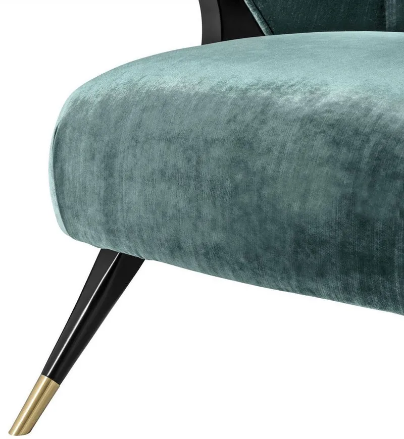 Casa Padrino Designer Sessel Ägäisches Grün / Schwarz / Messingfarben 71,5 x 79,5 x H. 77 cm - Luxus Möbel