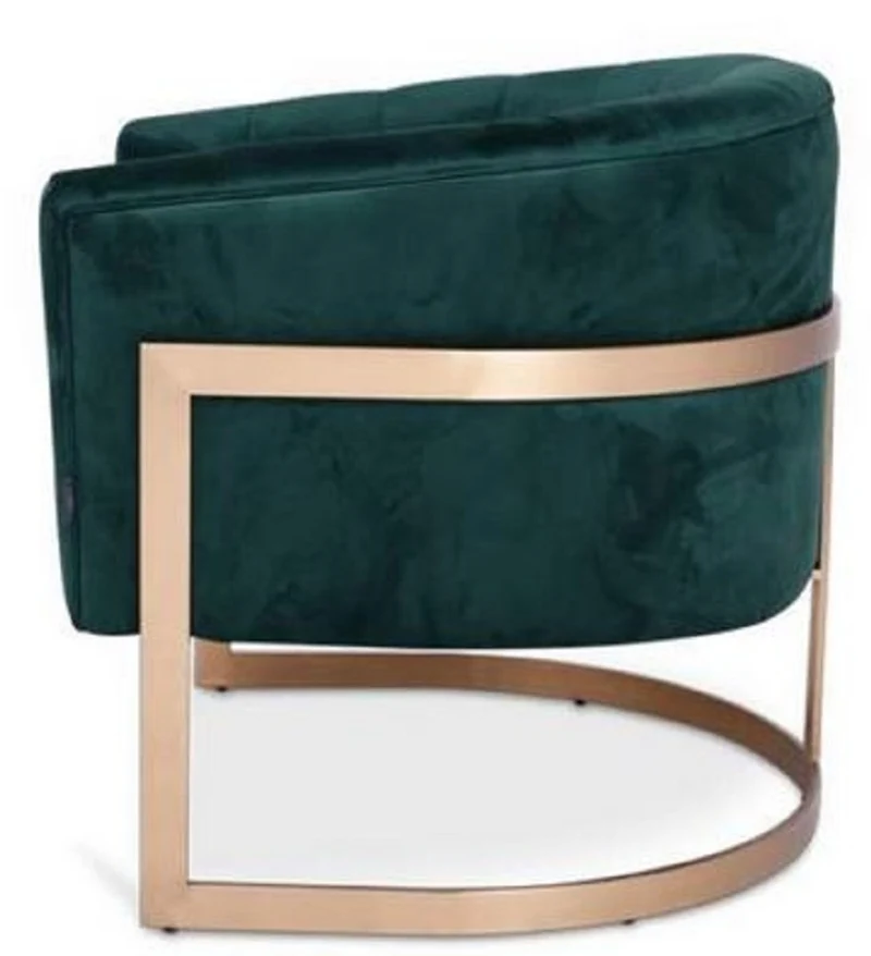 Casa Padrino Luxus Samt Sessel Dunkelgrün / Kupfer 70 x 66 x H. 68 cm - Designer Wohnzimmermöbel