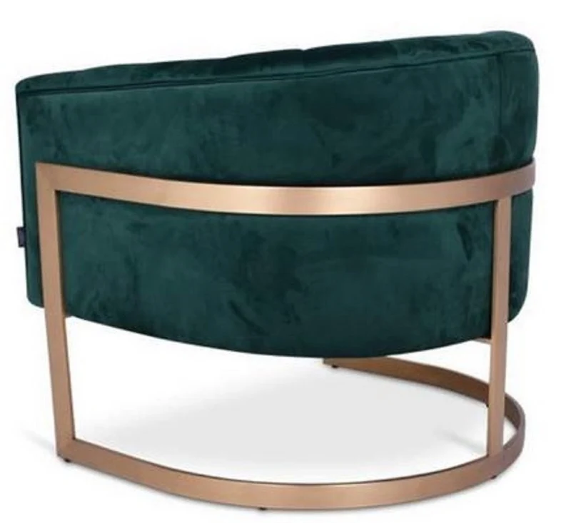 Casa Padrino Luxus Samt Sessel Dunkelgrün / Kupfer 70 x 66 x H. 68 cm - Designer Wohnzimmermöbel