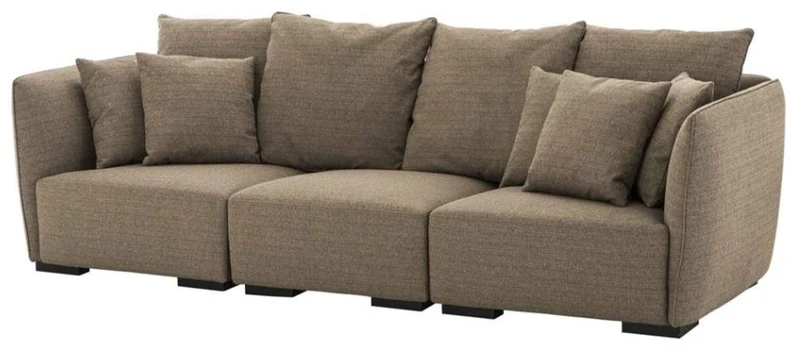 Casa Padrino Designer 3er Sofa Braun - Luxus Hotel Möbel