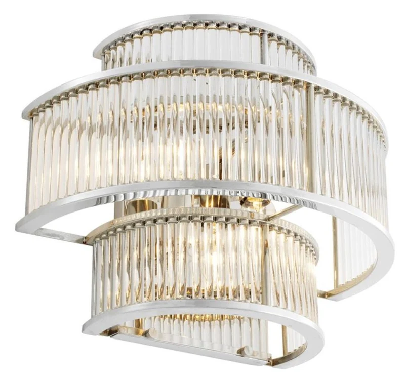 Casa Padrino Hotel Restaurant Wandlampe Silber 35 x 19 x H. 28 cm - Wohnzimmer Wandleuchte