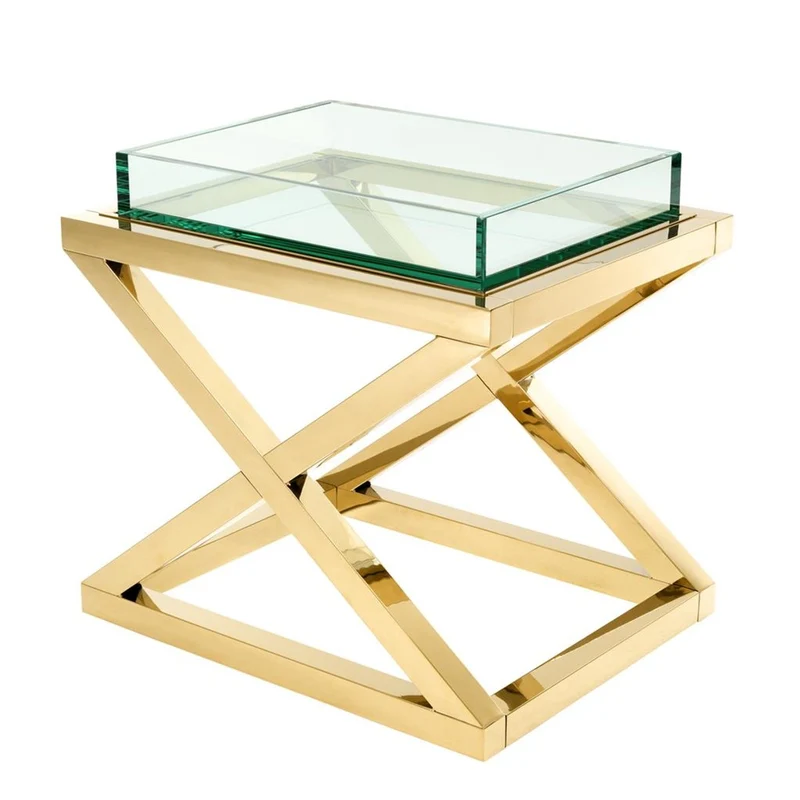 Casa Padrino Luxus Beistelltisch / Wohnzimmertisch Gold 61 x 48 x H. 58,5 cm - Hotel Möbel