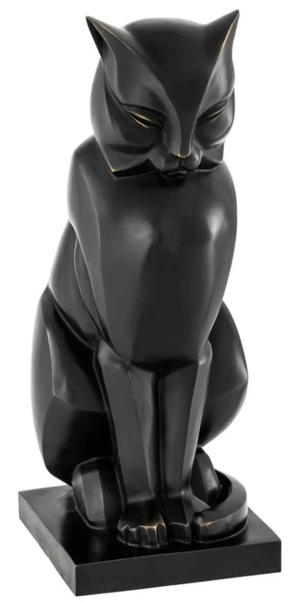 Casa Padrino Luxus Bronzefigur Katze 17,5 x 21 x H. 46 cm - Art Deco Figur