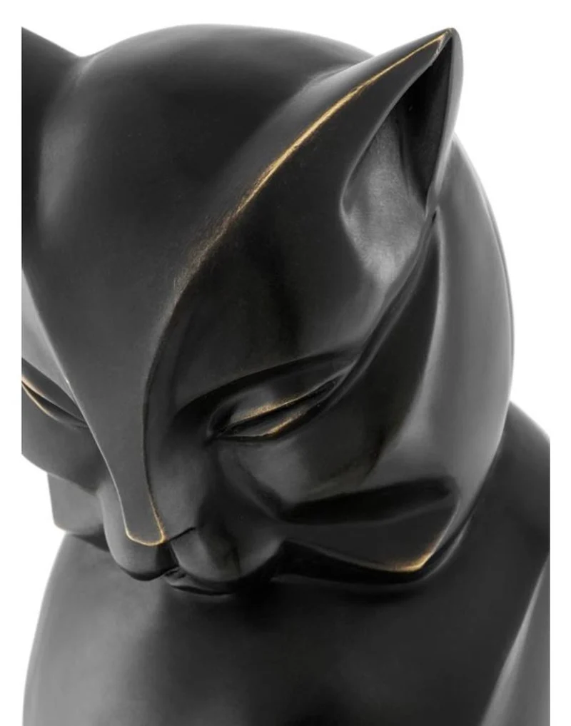 Casa Padrino Luxus Bronzefigur Katze 17,5 x 21 x H. 46 cm - Art Deco Figur