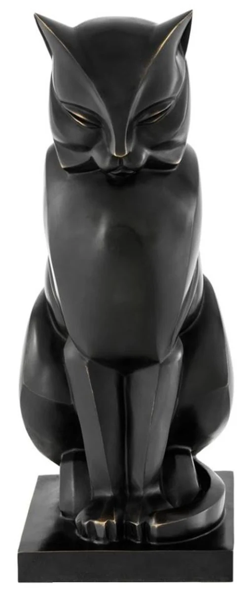 Casa Padrino Luxus Bronzefigur Katze 17,5 x 21 x H. 46 cm - Art Deco Figur