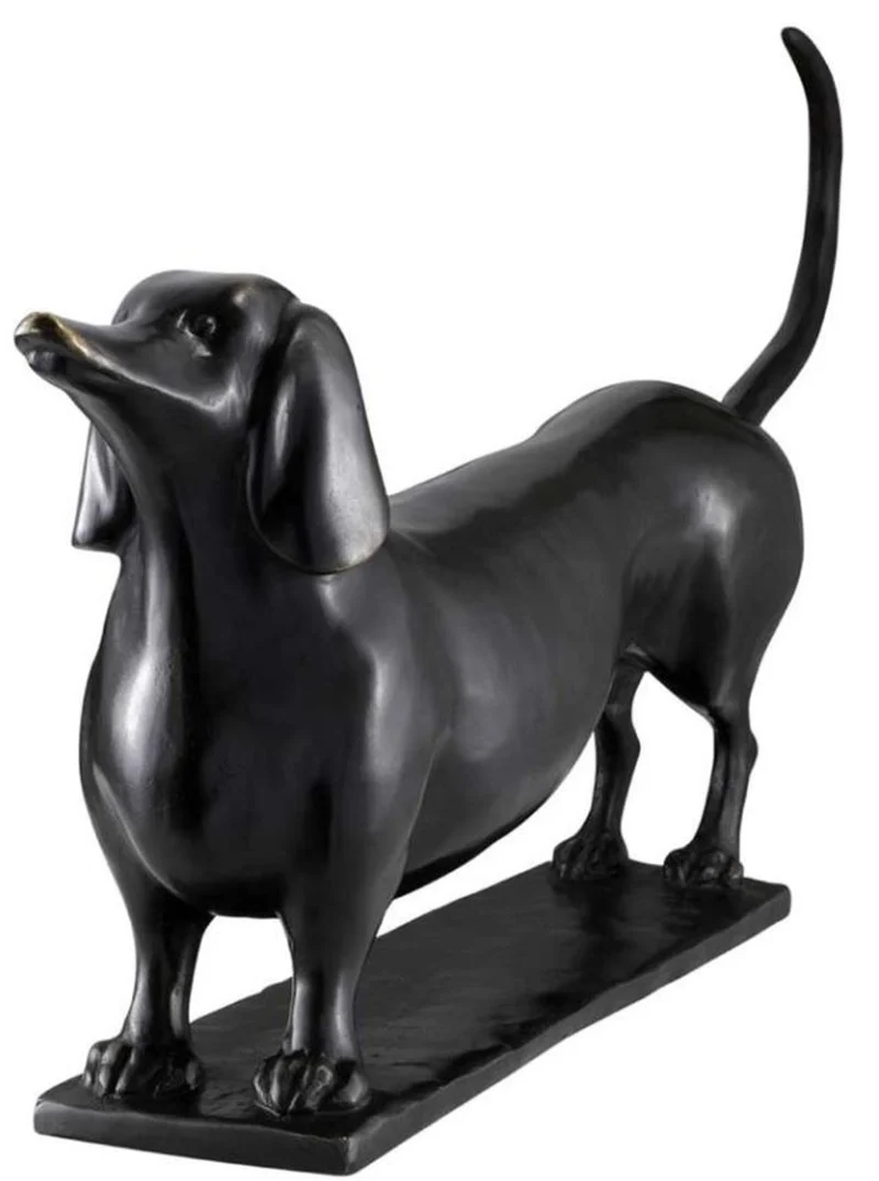 Casa Padrino Designer Bronzefigur Dachshund 46 x 8 x H. 23 cm - Luxus Qualität