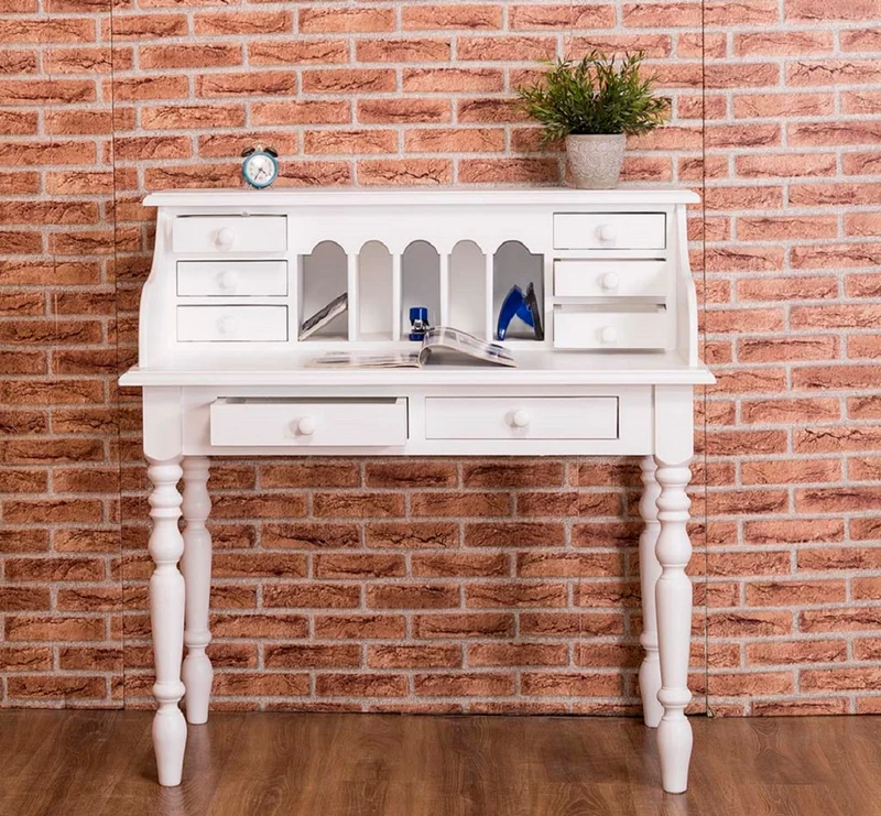 Casa Padrino Landhausstil Schreibtisch Weiß 109 x 60 x H. 110 cm - Büromöbel