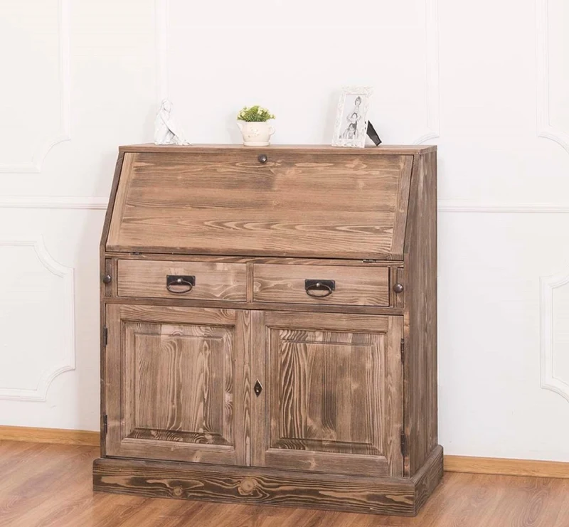 Casa Padrino Landhausstil Schreibkommode mit 2 Türen und 8 Schubladen Braun 106 x 49 x H. 109 cm - Möbel im Landhausstil