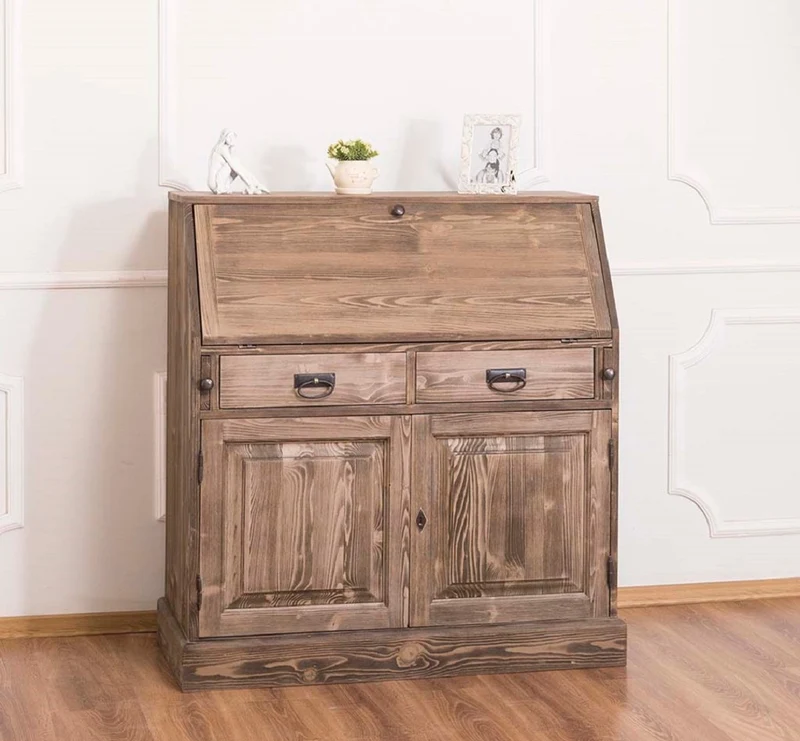 Casa Padrino Landhausstil Schreibkommode mit 2 Türen und 8 Schubladen Braun 106 x 49 x H. 109 cm - Möbel im Landhausstil