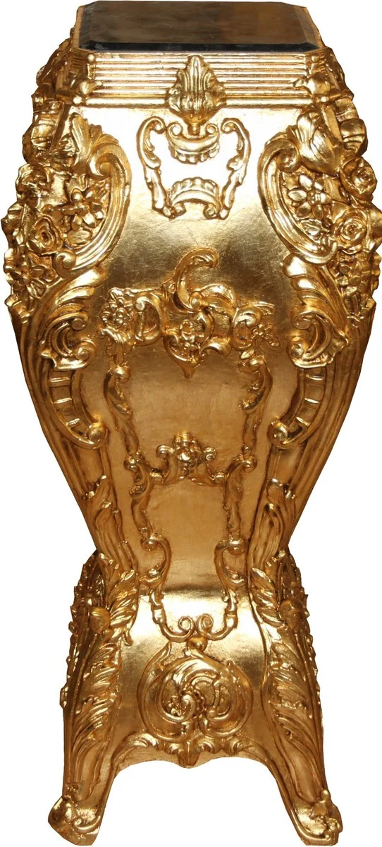 Casa Padrino Barock Luxus Marmor Säule Gold / Schwarz 38 x 37 x H.88 cm