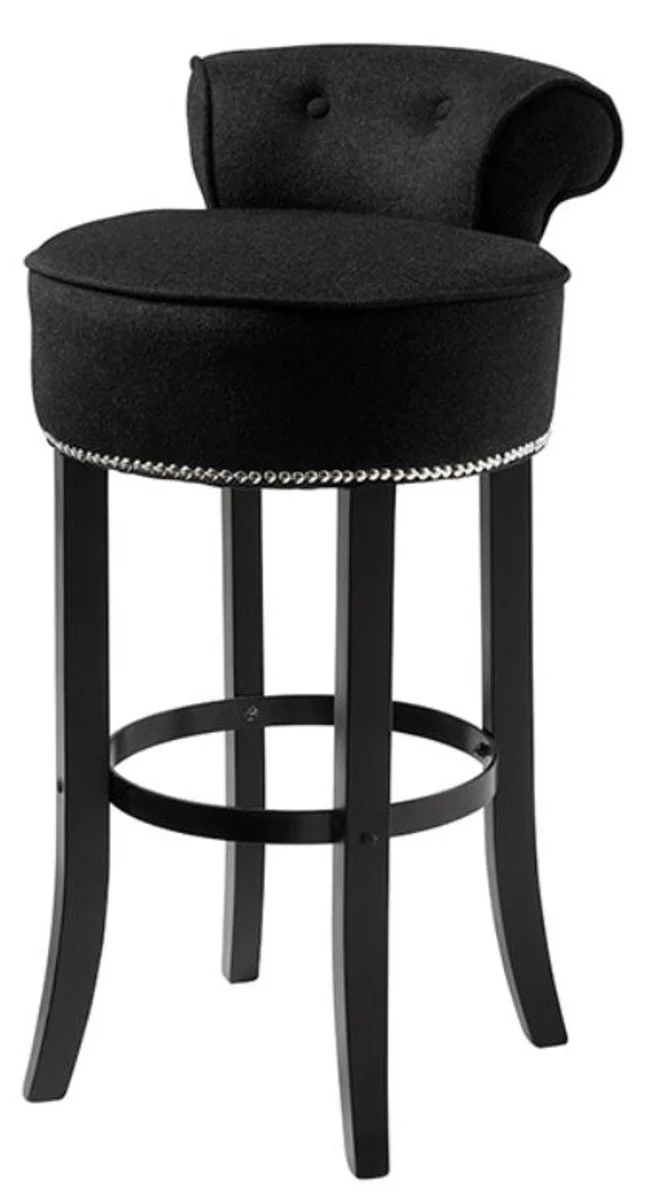 Casa Padrino Barstuhl Schwarz 46 x 50 x H. 91 cm - Luxus Barhocker