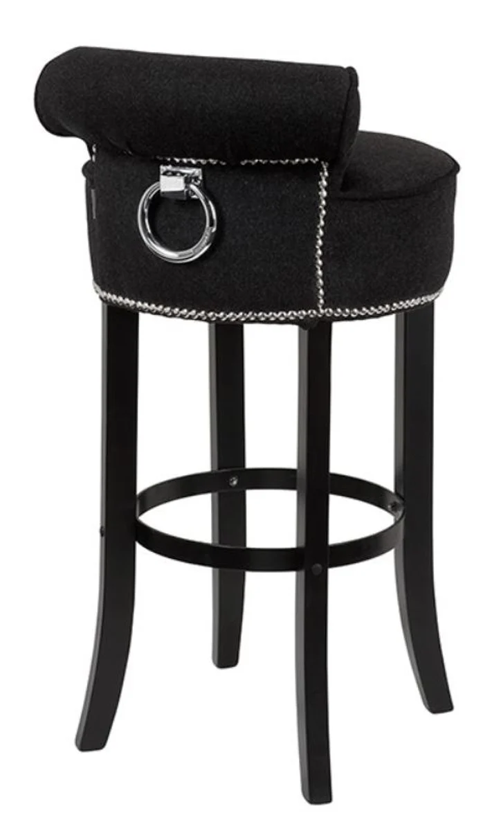 Casa Padrino Barstuhl Schwarz 46 x 50 x H. 91 cm - Luxus Barhocker