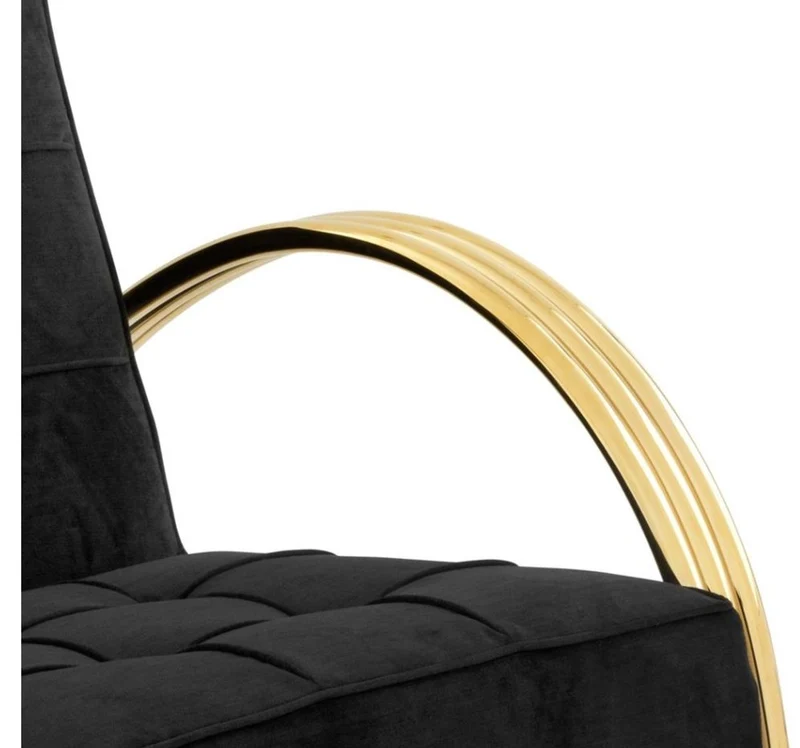 Casa Padrino Luxus Sessel Schwarz / Gold 75 x 98 x H. 78 cm - Designer Sessel