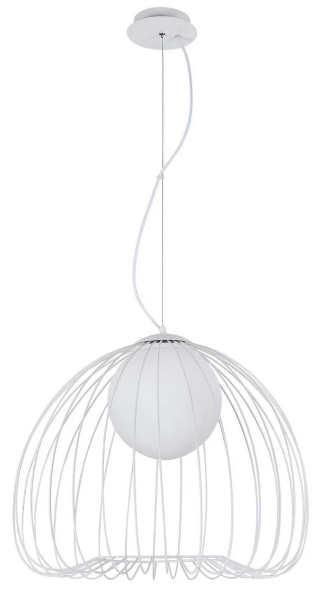 Casa Padrino Hängeleuchte Weiß Ø 50 x H. 41 cm - Leuchte aus geschwungenen Metallstäbchen