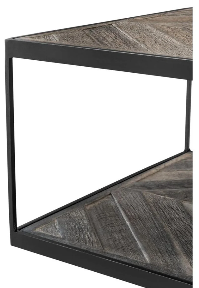 Casa Padrino Designer Beistelltisch aus verzinktem Stahl und verwittertem Eichenholz - Luxus Kollektion
