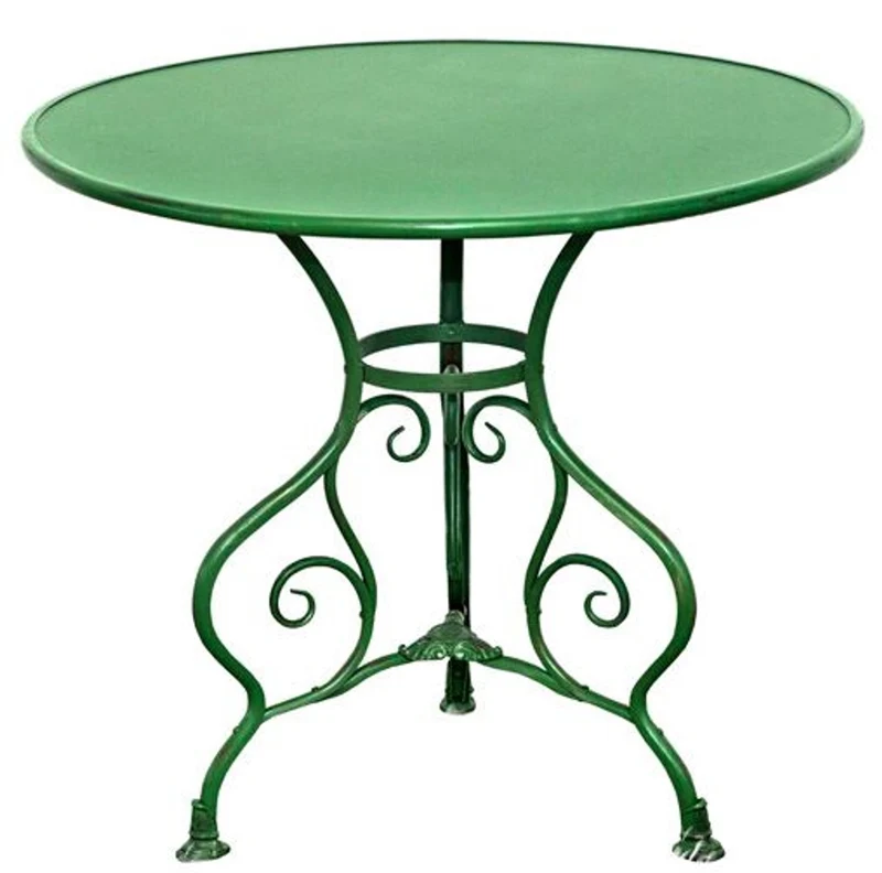 Casa Padrino Gartentisch Schmiedeeisen Grün, Durchmesser 80 x H. 70 cm - Runder Tisch aus Metall
